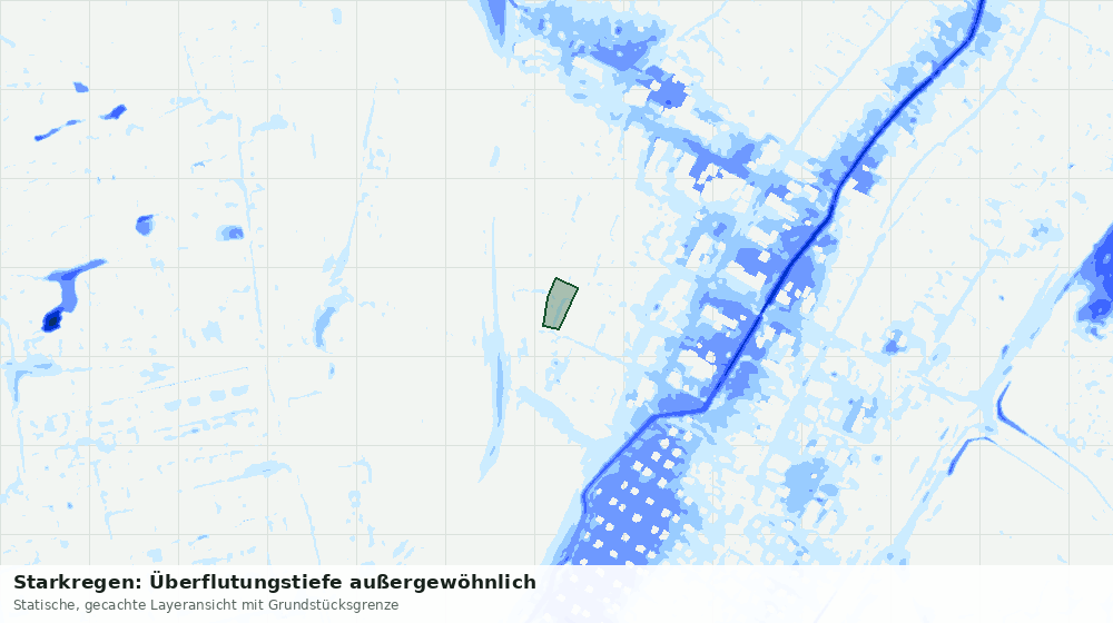 Statische Kartenansicht: Starkregen: Überflutungstiefe außergewöhnlich