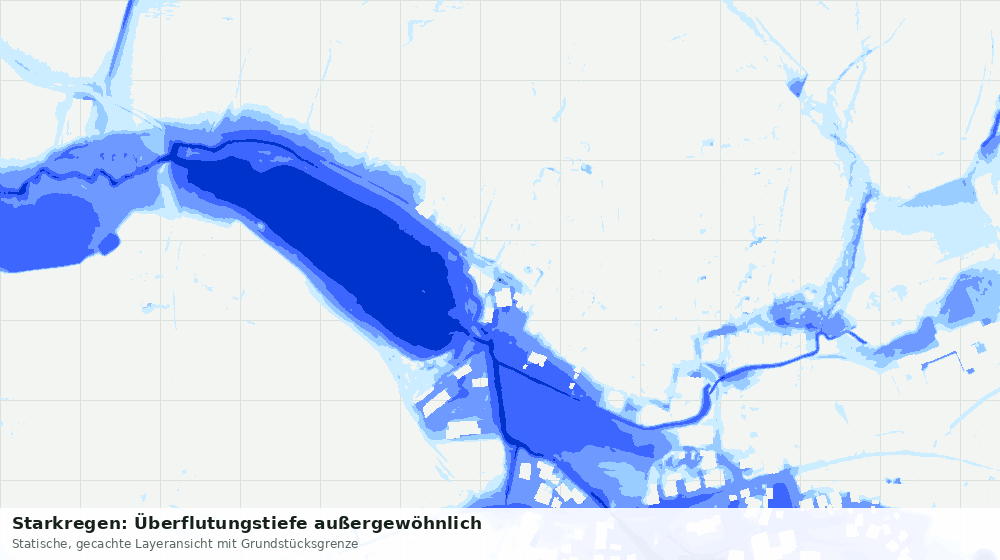 Statische Kartenansicht: Starkregen: Überflutungstiefe außergewöhnlich