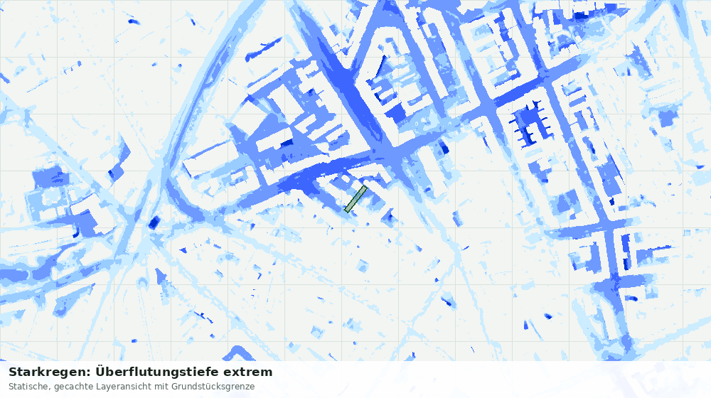 Statische Kartenansicht: Starkregen: Überflutungstiefe extrem