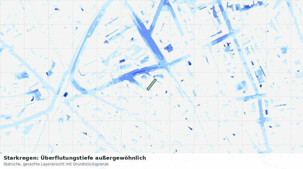 Statische Kartenansicht: Starkregen: Überflutungstiefe außergewöhnlich