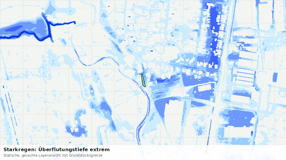 Statische Kartenansicht: Starkregen: Überflutungstiefe extrem