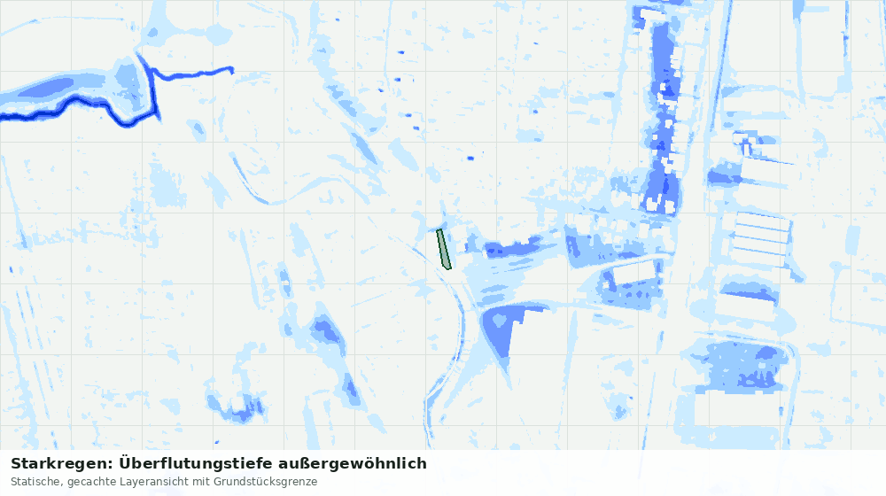 Statische Kartenansicht: Starkregen: Überflutungstiefe außergewöhnlich