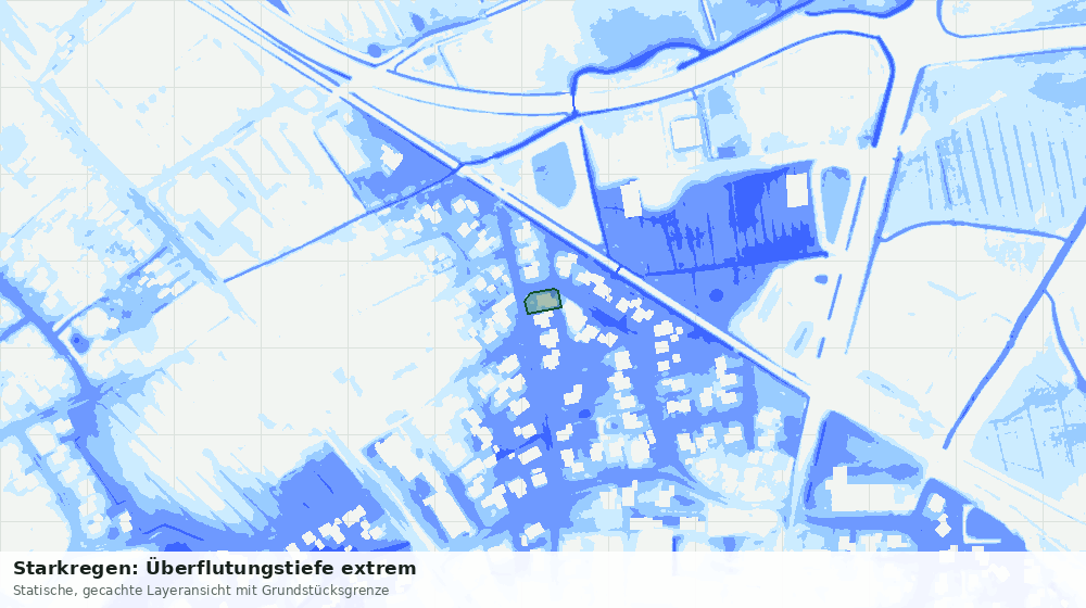 Statische Kartenansicht: Starkregen: Überflutungstiefe extrem