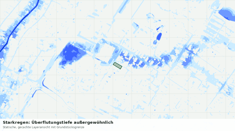 Statische Kartenansicht: Starkregen: Überflutungstiefe außergewöhnlich