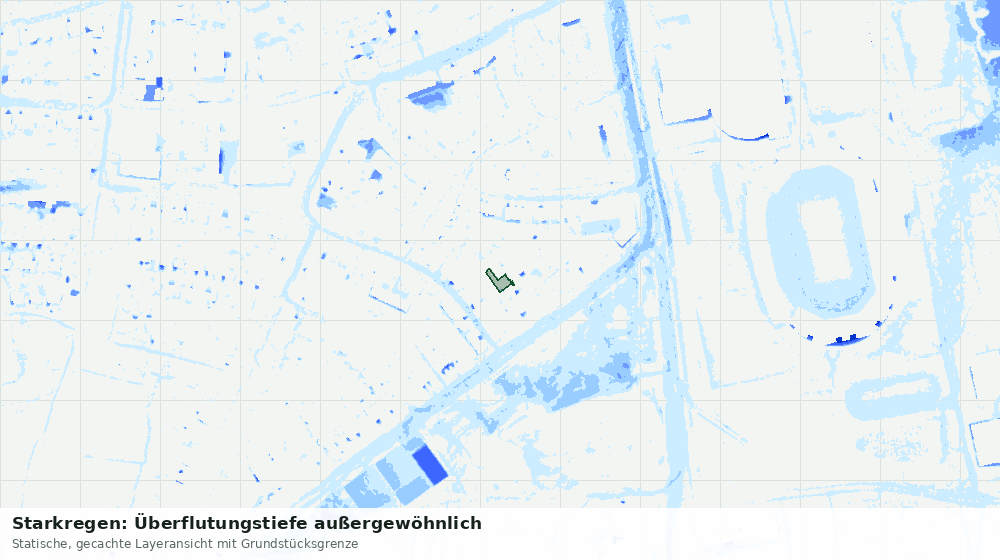 Statische Kartenansicht: Starkregen: Überflutungstiefe außergewöhnlich