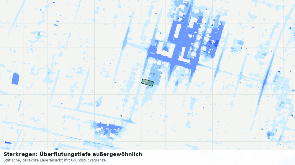 Statische Kartenansicht: Starkregen: Überflutungstiefe außergewöhnlich