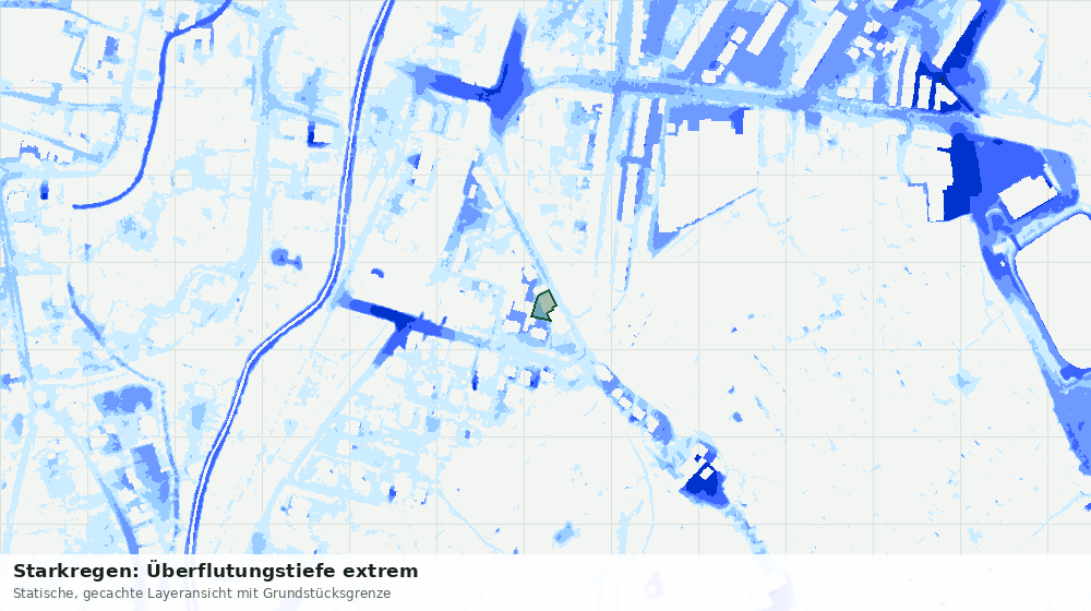 Statische Kartenansicht: Starkregen: Überflutungstiefe extrem