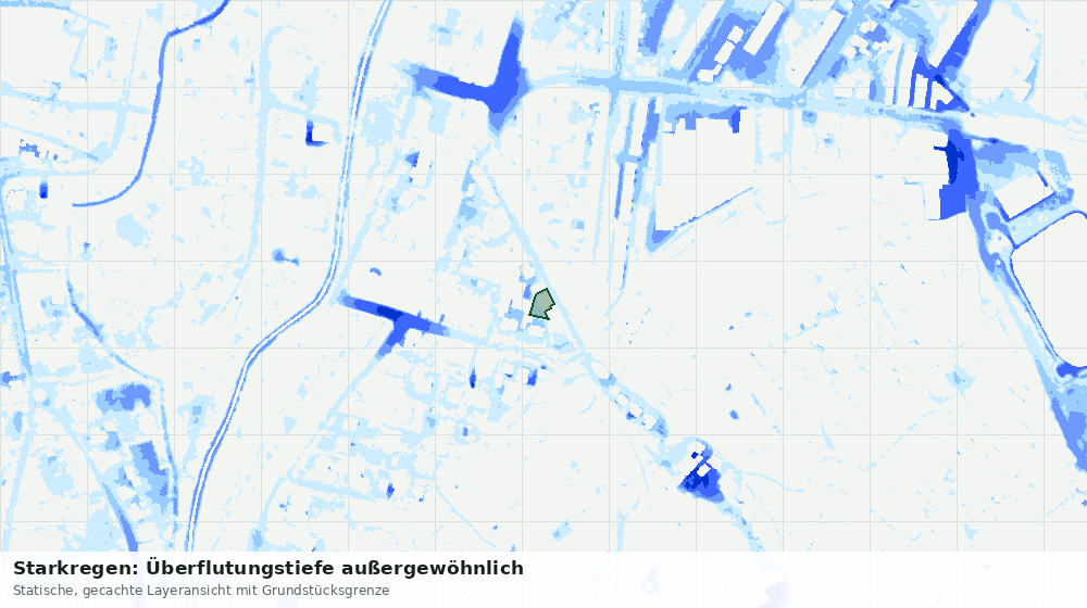 Statische Kartenansicht: Starkregen: Überflutungstiefe außergewöhnlich