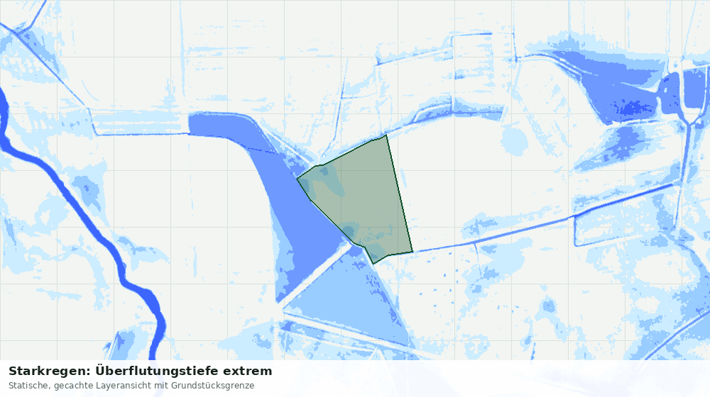 Statische Kartenansicht: Starkregen: Überflutungstiefe extrem