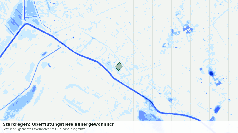 Statische Kartenansicht: Starkregen: Überflutungstiefe außergewöhnlich