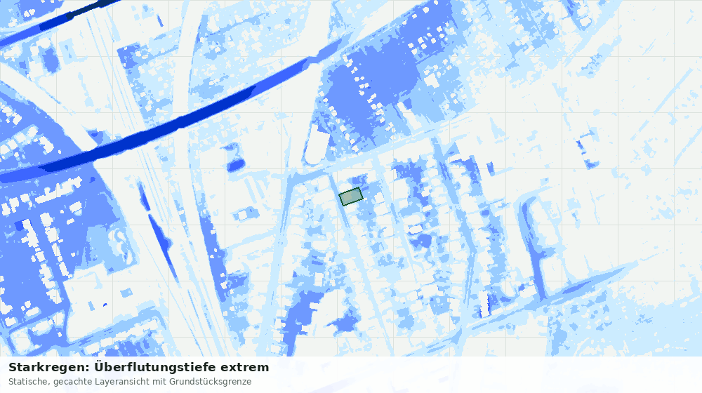 Statische Kartenansicht: Starkregen: Überflutungstiefe extrem