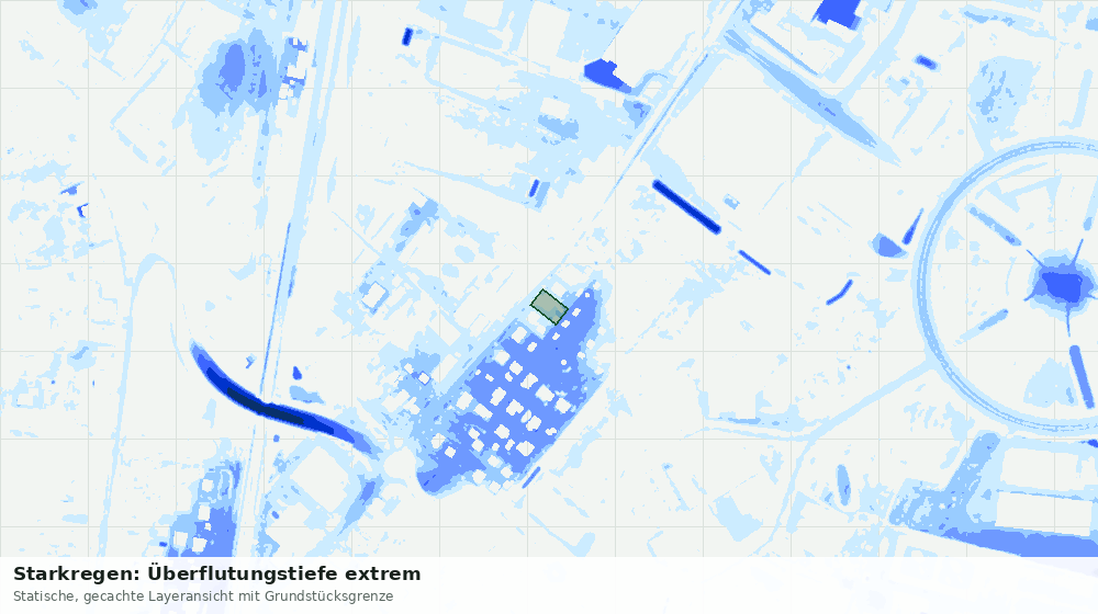 Statische Kartenansicht: Starkregen: Überflutungstiefe extrem