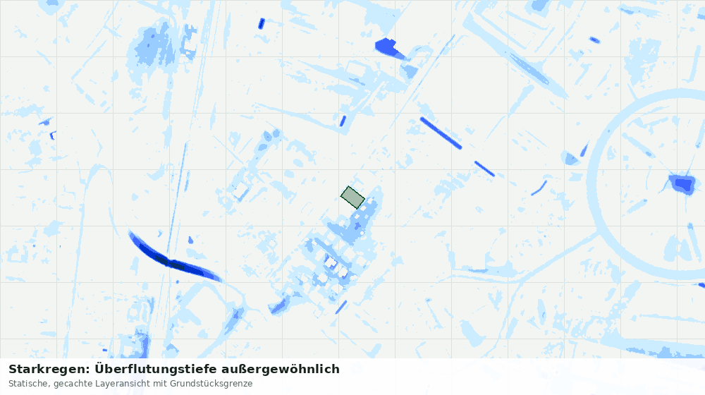 Statische Kartenansicht: Starkregen: Überflutungstiefe außergewöhnlich