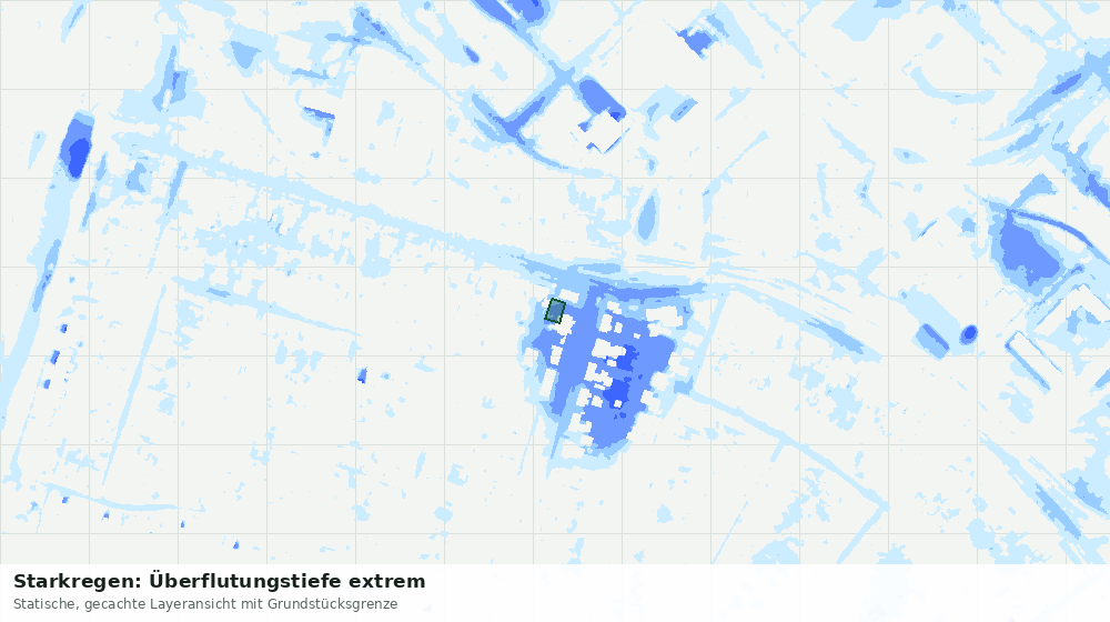 Statische Kartenansicht: Starkregen: Überflutungstiefe extrem
