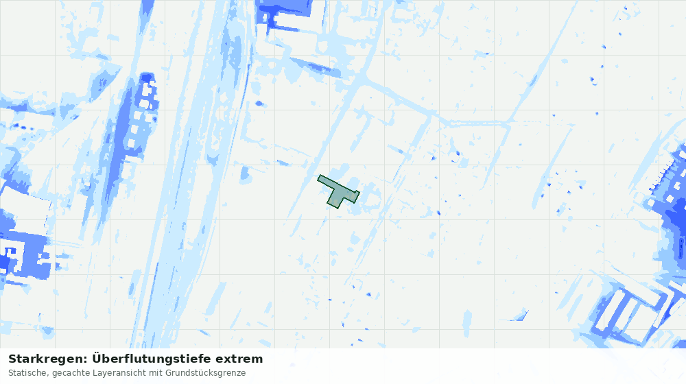 Statische Kartenansicht: Starkregen: Überflutungstiefe extrem