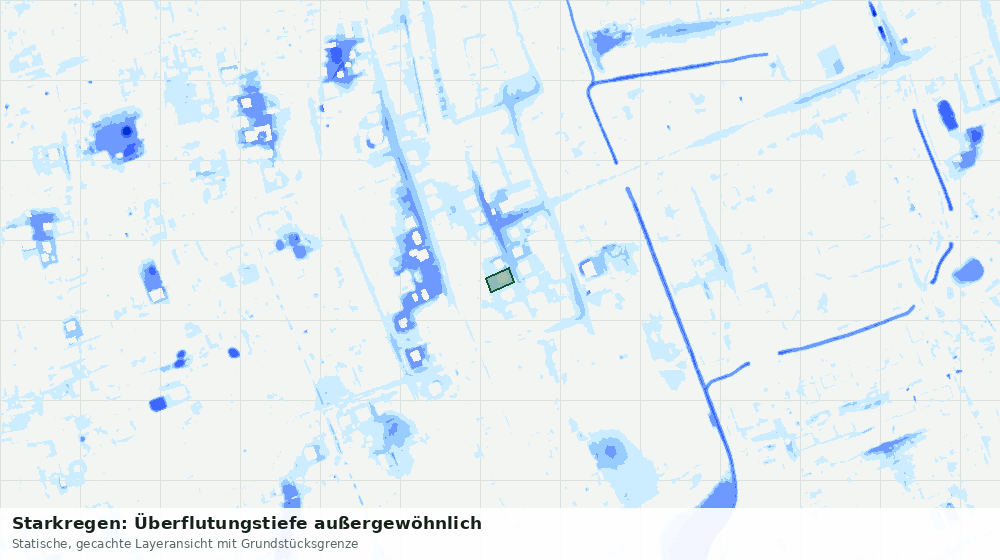 Statische Kartenansicht: Starkregen: Überflutungstiefe außergewöhnlich