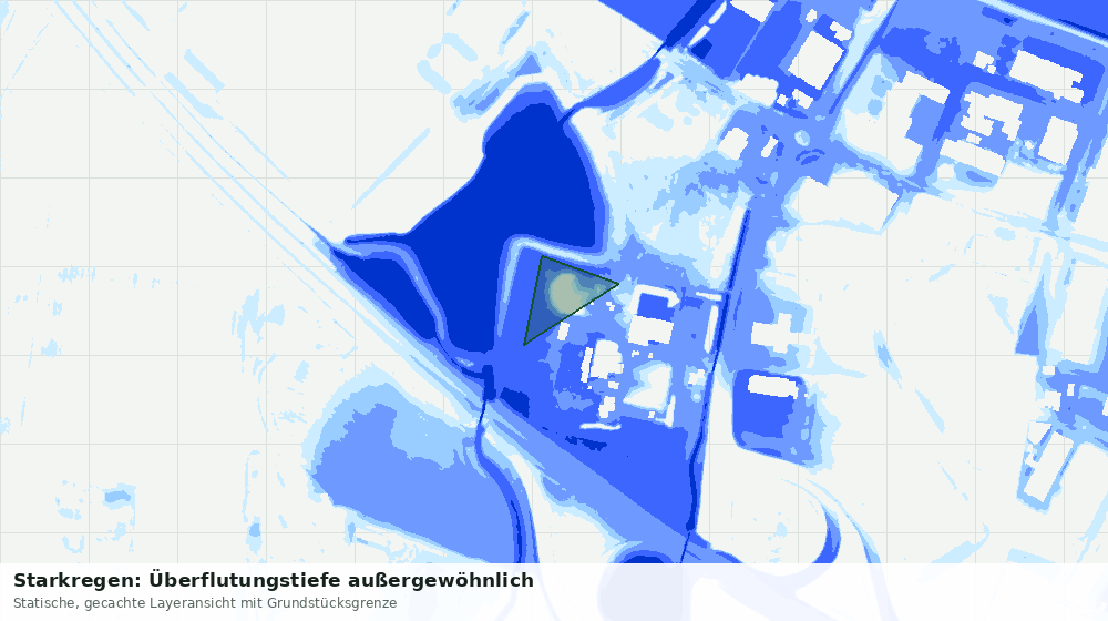 Statische Kartenansicht: Starkregen: Überflutungstiefe außergewöhnlich