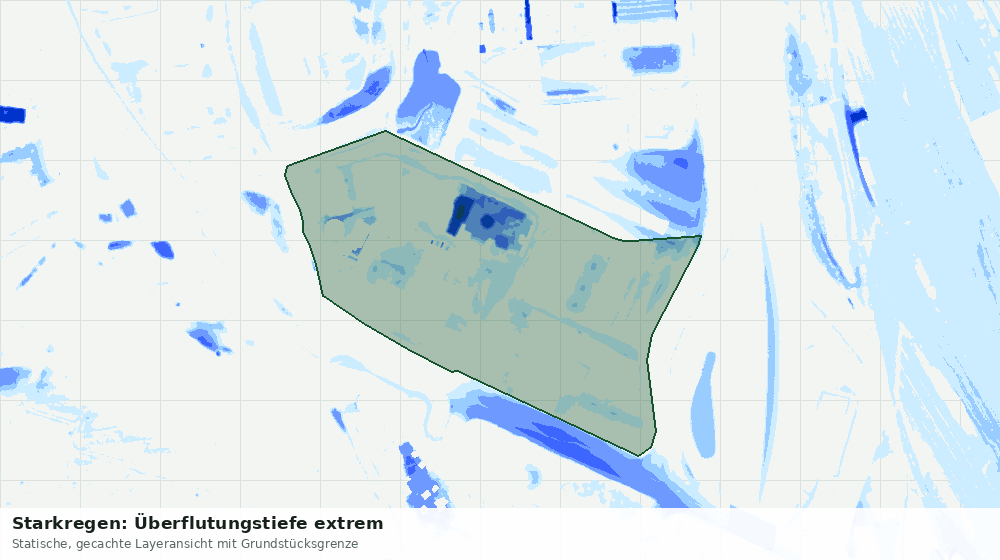 Statische Kartenansicht: Starkregen: Überflutungstiefe extrem