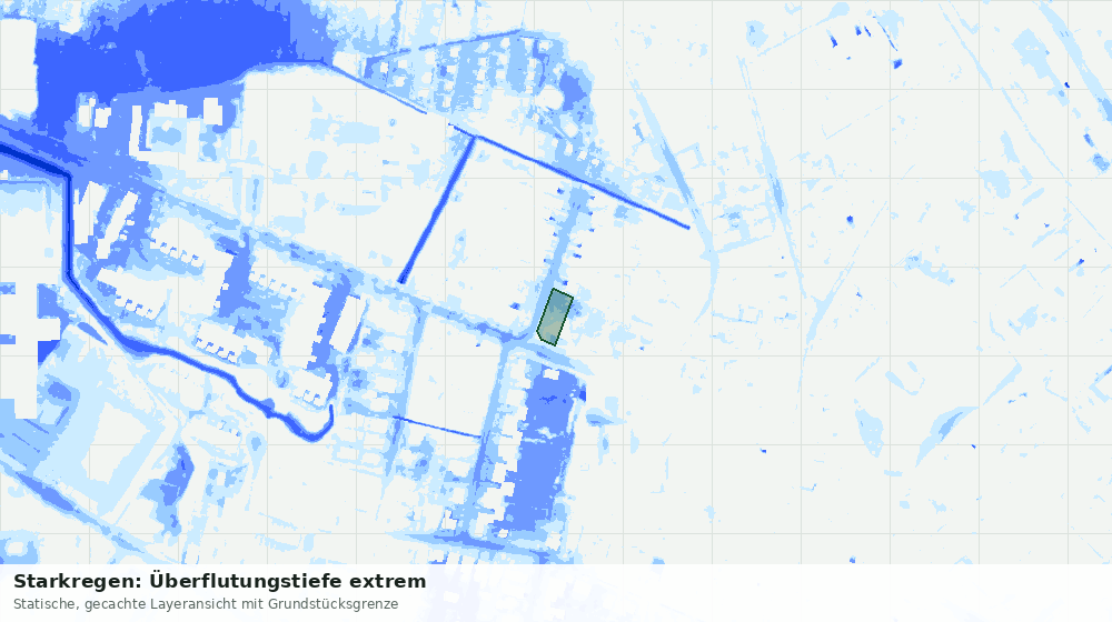 Statische Kartenansicht: Starkregen: Überflutungstiefe extrem