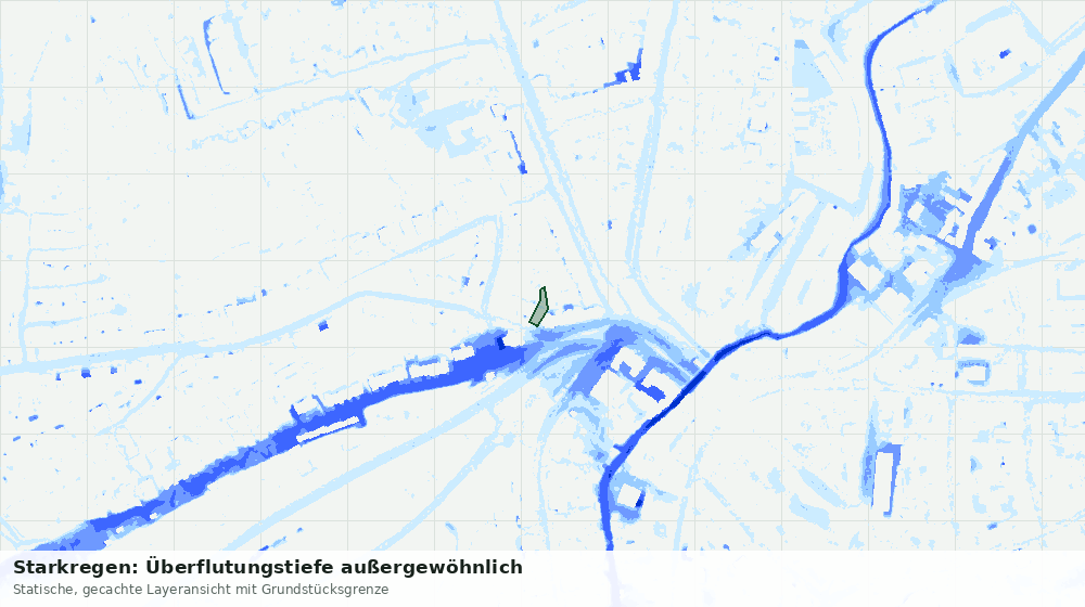 Statische Kartenansicht: Starkregen: Überflutungstiefe außergewöhnlich