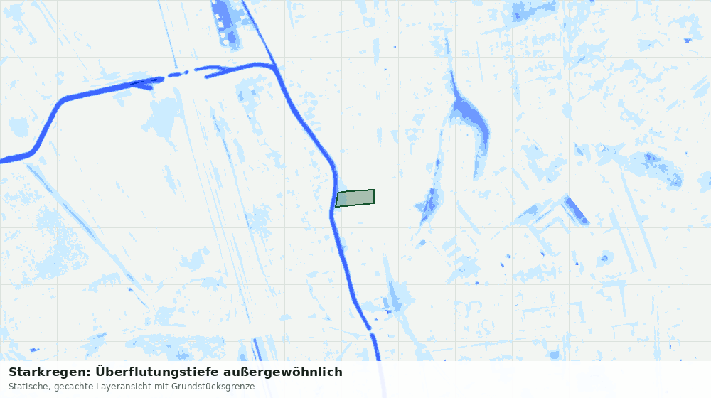 Statische Kartenansicht: Starkregen: Überflutungstiefe außergewöhnlich