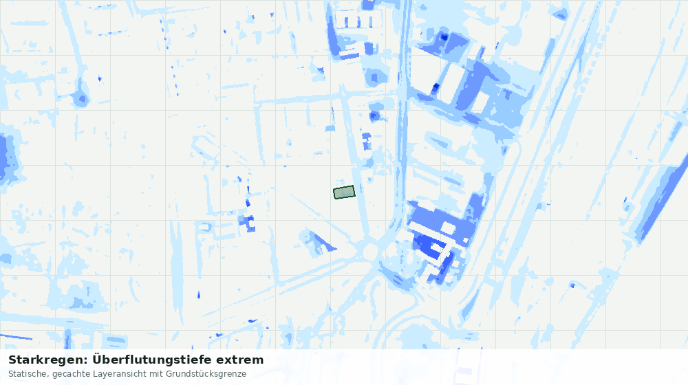 Statische Kartenansicht: Starkregen: Überflutungstiefe extrem