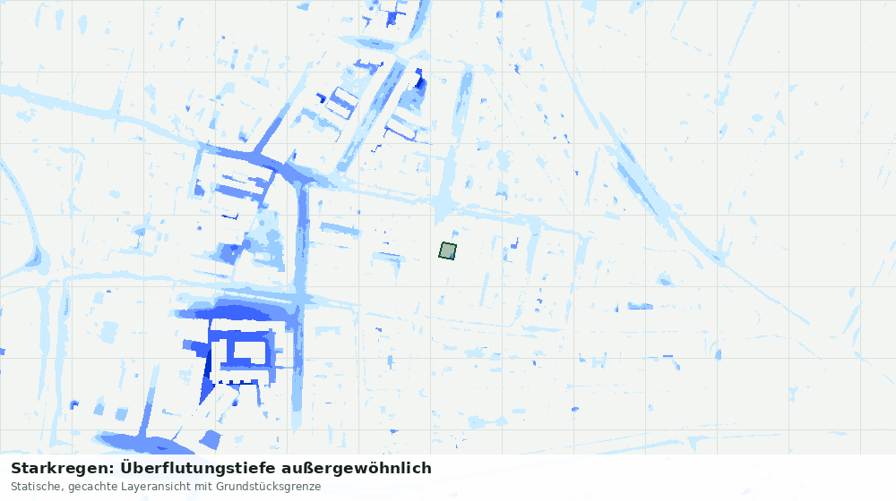 Statische Kartenansicht: Starkregen: Überflutungstiefe außergewöhnlich