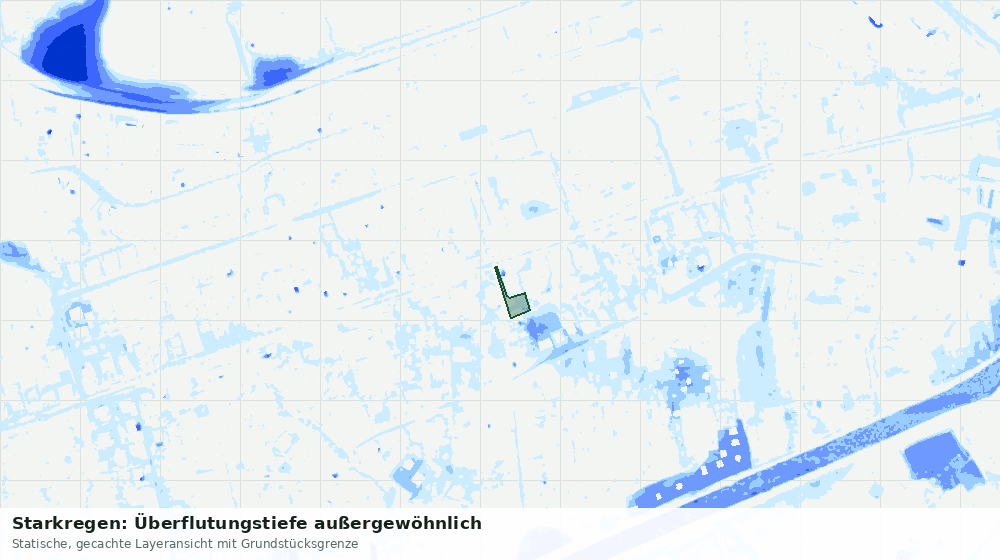 Statische Kartenansicht: Starkregen: Überflutungstiefe außergewöhnlich