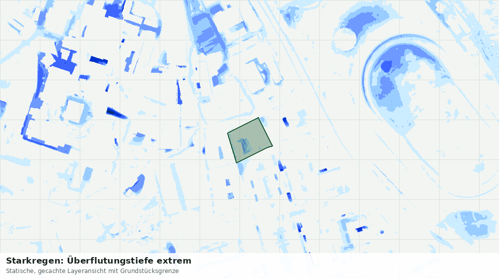 Statische Kartenansicht: Starkregen: Überflutungstiefe extrem