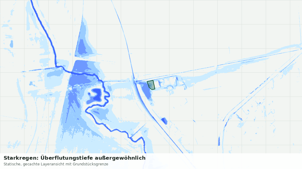 Statische Kartenansicht: Starkregen: Überflutungstiefe außergewöhnlich