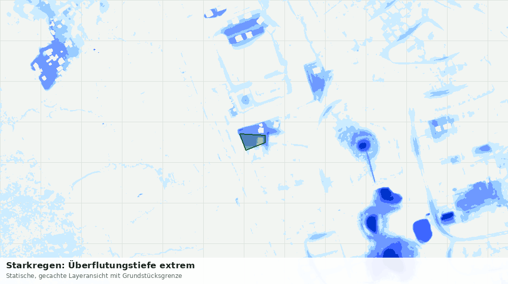 Statische Kartenansicht: Starkregen: Überflutungstiefe extrem