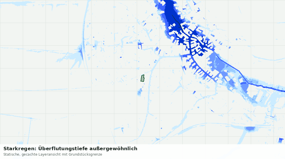 Statische Kartenansicht: Starkregen: Überflutungstiefe außergewöhnlich