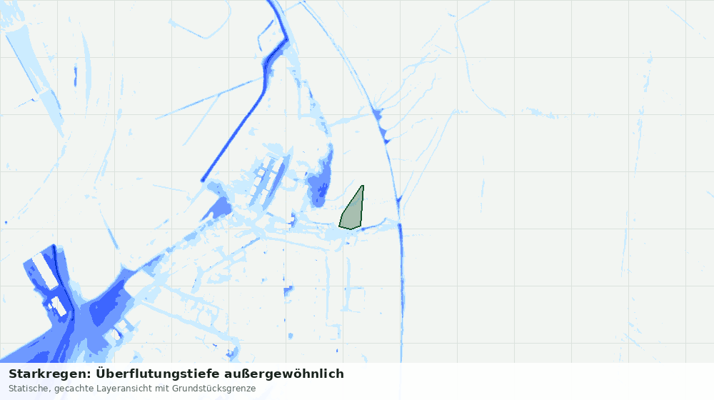 Statische Kartenansicht: Starkregen: Überflutungstiefe außergewöhnlich