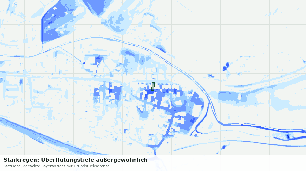 Statische Kartenansicht: Starkregen: Überflutungstiefe außergewöhnlich
