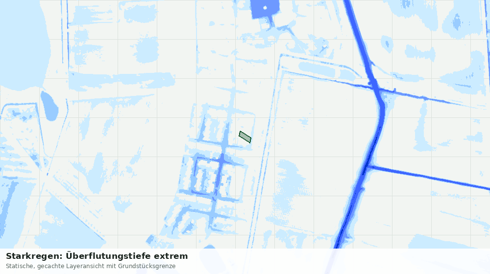 Statische Kartenansicht: Starkregen: Überflutungstiefe extrem