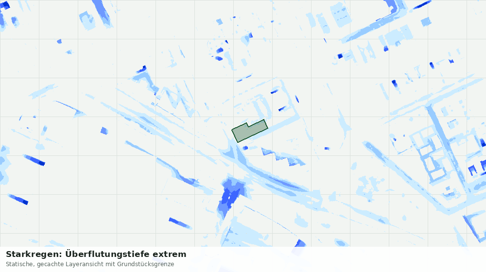 Statische Kartenansicht: Starkregen: Überflutungstiefe extrem