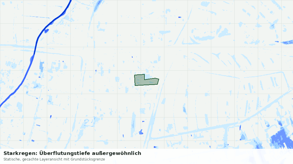 Statische Kartenansicht: Starkregen: Überflutungstiefe außergewöhnlich