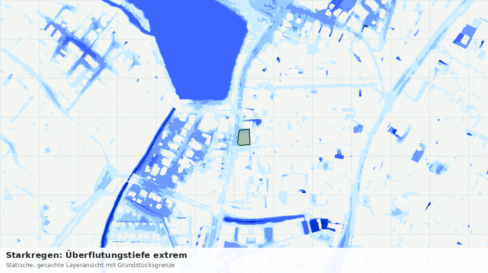 Statische Kartenansicht: Starkregen: Überflutungstiefe extrem