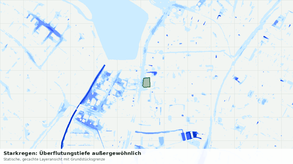 Statische Kartenansicht: Starkregen: Überflutungstiefe außergewöhnlich
