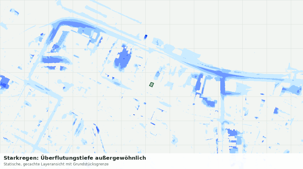 Statische Kartenansicht: Starkregen: Überflutungstiefe außergewöhnlich