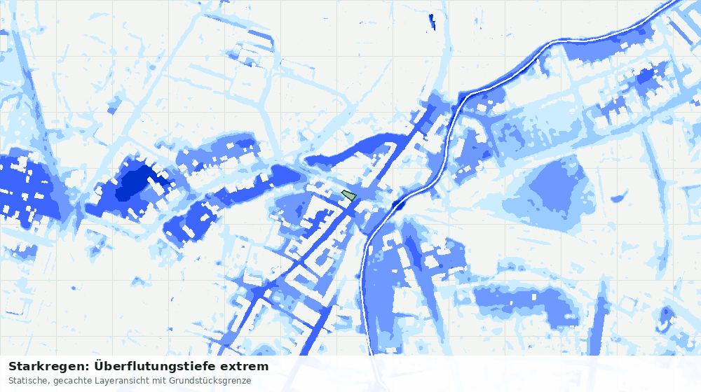 Statische Kartenansicht: Starkregen: Überflutungstiefe extrem