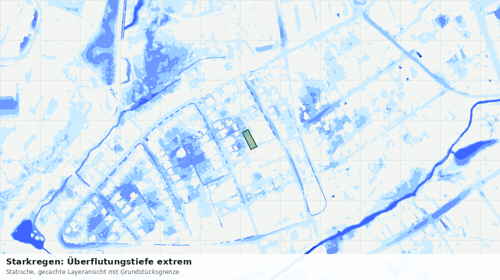 Statische Kartenansicht: Starkregen: Überflutungstiefe extrem