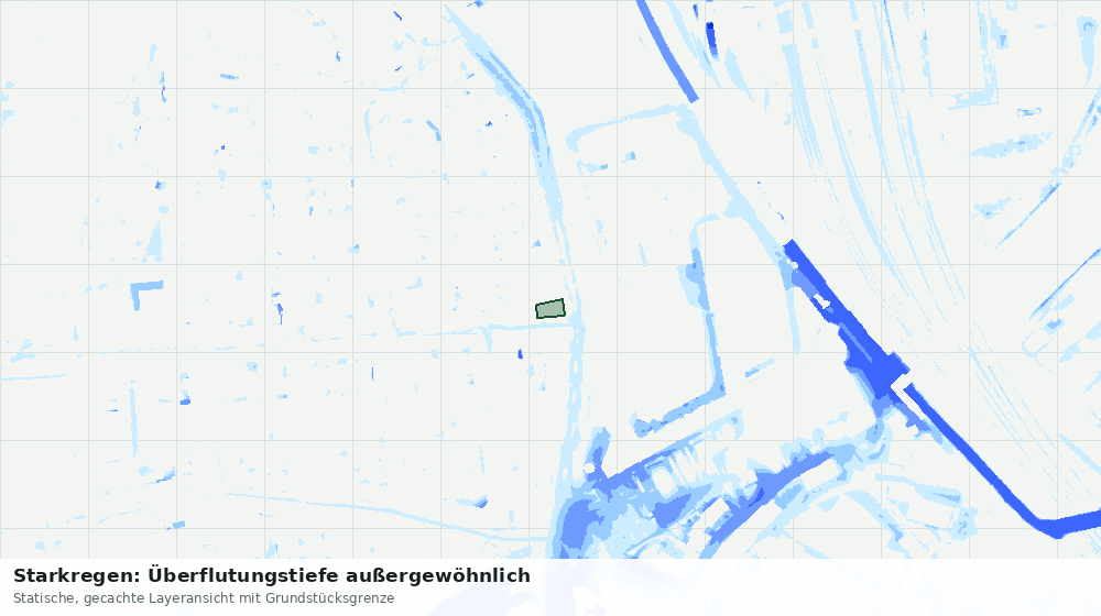 Statische Kartenansicht: Starkregen: Überflutungstiefe außergewöhnlich