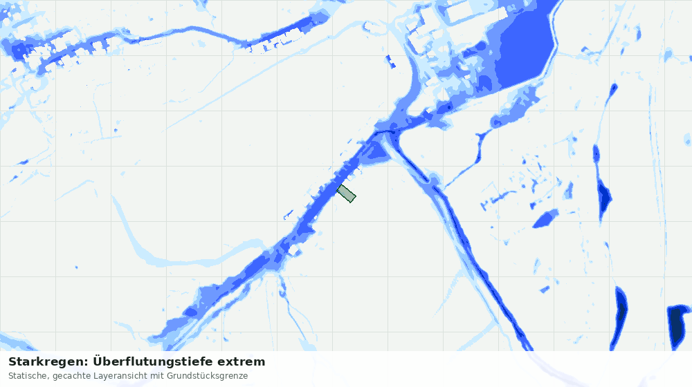 Statische Kartenansicht: Starkregen: Überflutungstiefe extrem