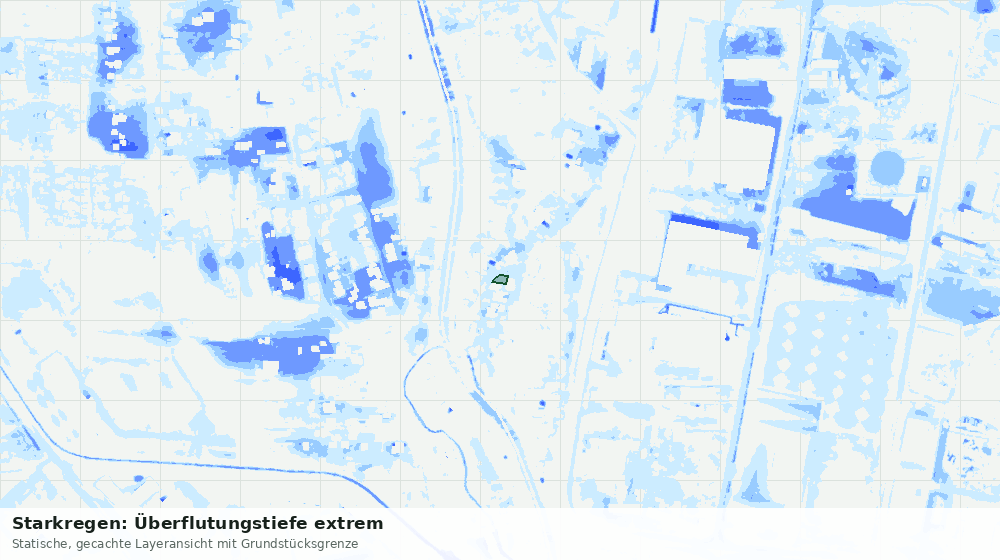 Statische Kartenansicht: Starkregen: Überflutungstiefe extrem