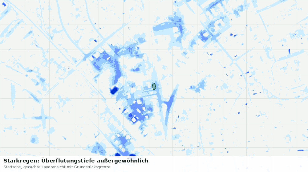 Statische Kartenansicht: Starkregen: Überflutungstiefe außergewöhnlich