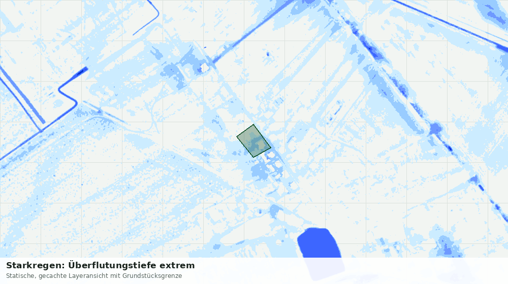 Statische Kartenansicht: Starkregen: Überflutungstiefe extrem