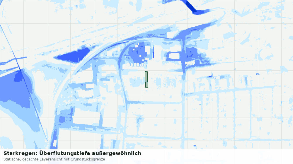 Statische Kartenansicht: Starkregen: Überflutungstiefe außergewöhnlich