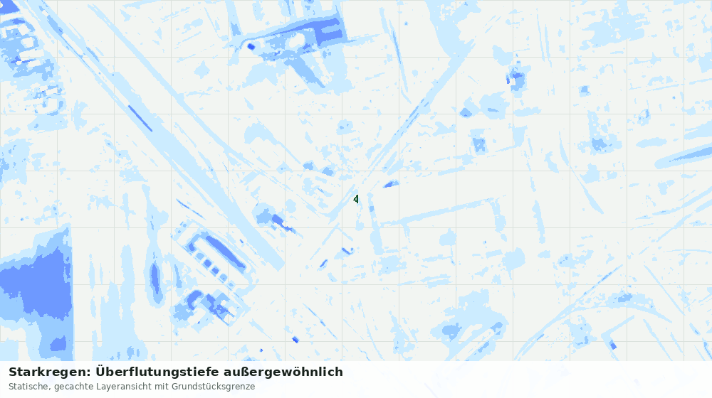 Statische Kartenansicht: Starkregen: Überflutungstiefe außergewöhnlich
