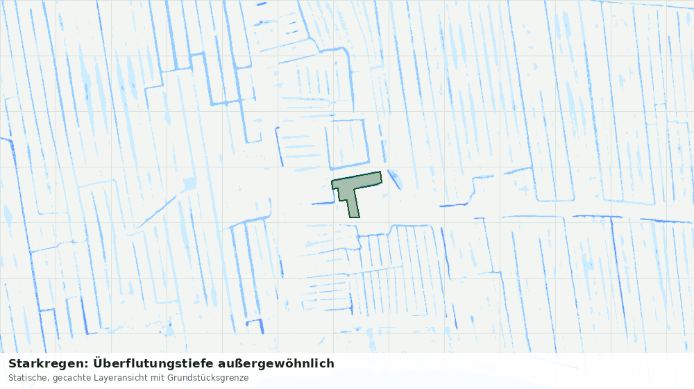 Statische Kartenansicht: Starkregen: Überflutungstiefe außergewöhnlich